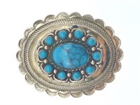 Turquoise Belt Buckle 3” (marked ‘nickel silver’)