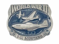 World War II P-51 Mustang Belt Buckle 3.25”