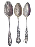 (3) Antique Sterling Silver Souvenir Spoons