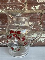 Glass Holly Pitcher 9”