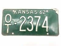 1962 Kansas License Plate