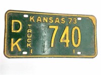 Kansas 1973 License Plate