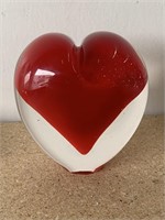 Heavy Art Glass Red Heart Paperweight