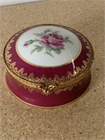 Antique French Limoges Lidded Gilt Trinket Box