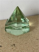 Green Pyramid Glass Paperweight