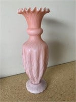 Antique Victorian Satin Art Glass Ruffled Vase