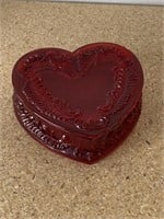 Vintage Degenhart Ruby Heart Shaped Trinket Box
