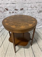 Round Side Table w/ Inlay Accents