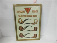 EARLY WDC PIPES TIN OVER CARDBOARD SIGN