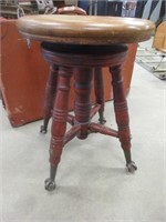ANTIQUE PIANO STOOL WITH BALL & CLAW FEET