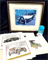 Lot of Car Automobile Prints Ready for Framing