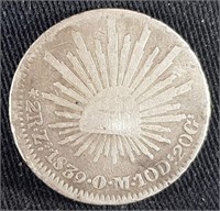 1839 Republica Mexicana Silver 2 Reales