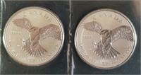 (2) 2016 Canadian Silver Peregrine Falcon (Sealed)