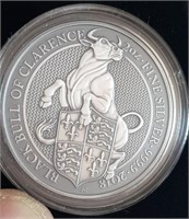 2018 Silver 'The Black Bull of Clarence' 2 oz. UK