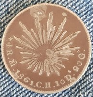 1861 Republica Mexicana Silver 4 Reales