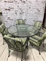 Glass Top Outdoor Table w/ 5 Chairs