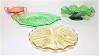 Green, Pink and Amber Depression Glass