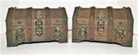 Two Wood Treasure Chest Boxes