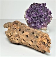 Amethyst Geode and Petrified Wood