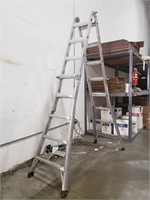 Folding expandable ladder