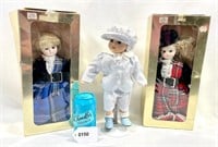 3 Adorable Vintage Dolls 2 in Boxes Tartan