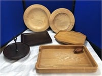 Collection of Wooden Trays, Platter & more