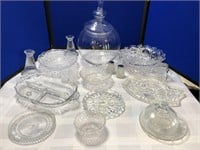 Large collection of Clear Depression Glass & more