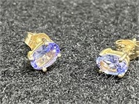 14K Earrings with Purple Stones