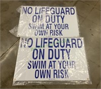 SWIM AT YOUR OWN RISK SIGNS