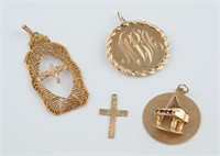 4 Gold pendants.