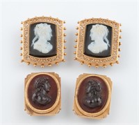 2 Pairs of cameo cuff buttons