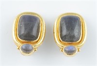 Elizabeth Locke 18k labradorite earrings.