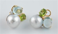 18k MAZ pearl cluster earrings.