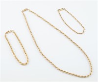 3 14k rope chain necklace and bracelets.