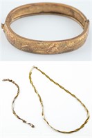Gold necklace and 2 bracelets