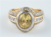 Platinum 18k yellow sapphire and diamond ring