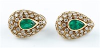 14k Emerald and diamond earrings