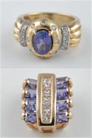 14k Tanzanite and diamond ring and pendant
