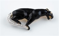 Italian 18k black panther brooch.