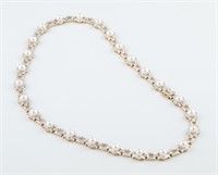 14k Pearl link necklace.