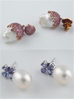 2 Pairs of pearl drop earrings