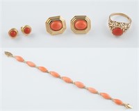4 Pieces of 14k and coral jewelry.