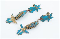 Pair of Kingfisher fish earrings