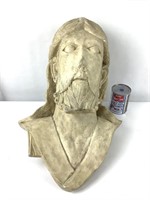 Sculpture buste murale de Jésus signée Bacquet