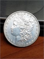 1885 Morgan Silver Dollar AU Toned Rev.
