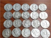 20 Franklin Half Dollars (see photos)