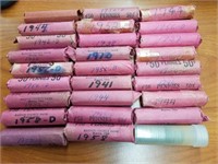 24 Rolls Wheat Cents & 1 Roll 1970's (see photos)