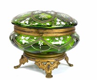 Enamel Green Moser Glass Box