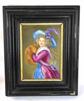 Framed Porcelain Plaque of Lady