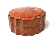 Chinese Red Lacquered Lobed Round Box